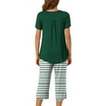 thumbnail image 7 of Nmnitkp Pajamas for Women Set Soft and Friendly Skin Women's Pajamas Set Solid Color with Stripes Short Sleeve Top With Capri Pants Pjs Lounge & Sleepwear Pajama Set with Pockets S-3XL, 7 of 7