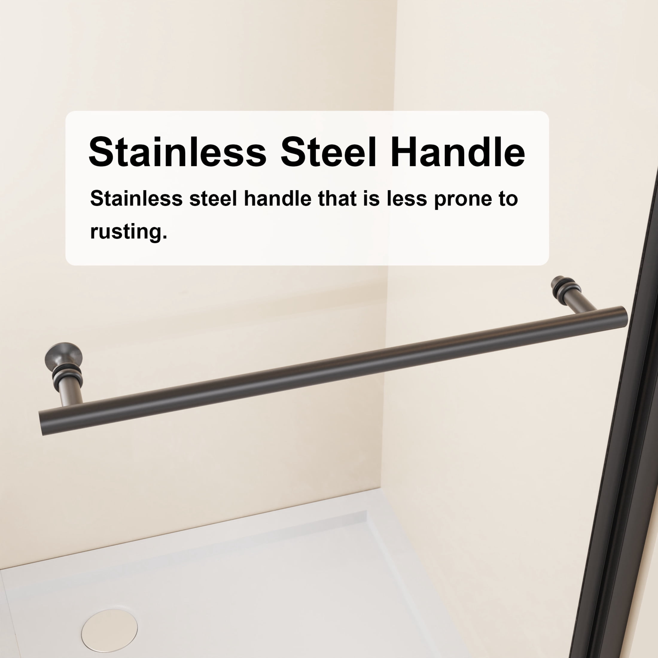 Noble House 48" x 72" Pivot Shower Door, Thick Clear Tempered Glass Swing Door with Stainless Steel Handle, Matt Black