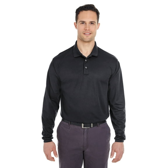 UltraClub Adult Cool & Dry Long-Sleeve Mesh Piqué Polo - 8210LS