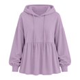 thumbnail image 4 of Yigetop Women's Peplum Hooded Sweatshirt Long Sleeve Puff Sleeve Loose Casual Pullover Hoodie Tops Light Violet 3XL, 4 of 4