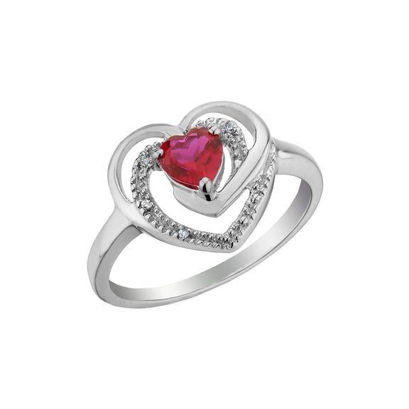 2/5 Carat (Ctw) Lab-Created Ruby Heart Ring in Sterling Silver