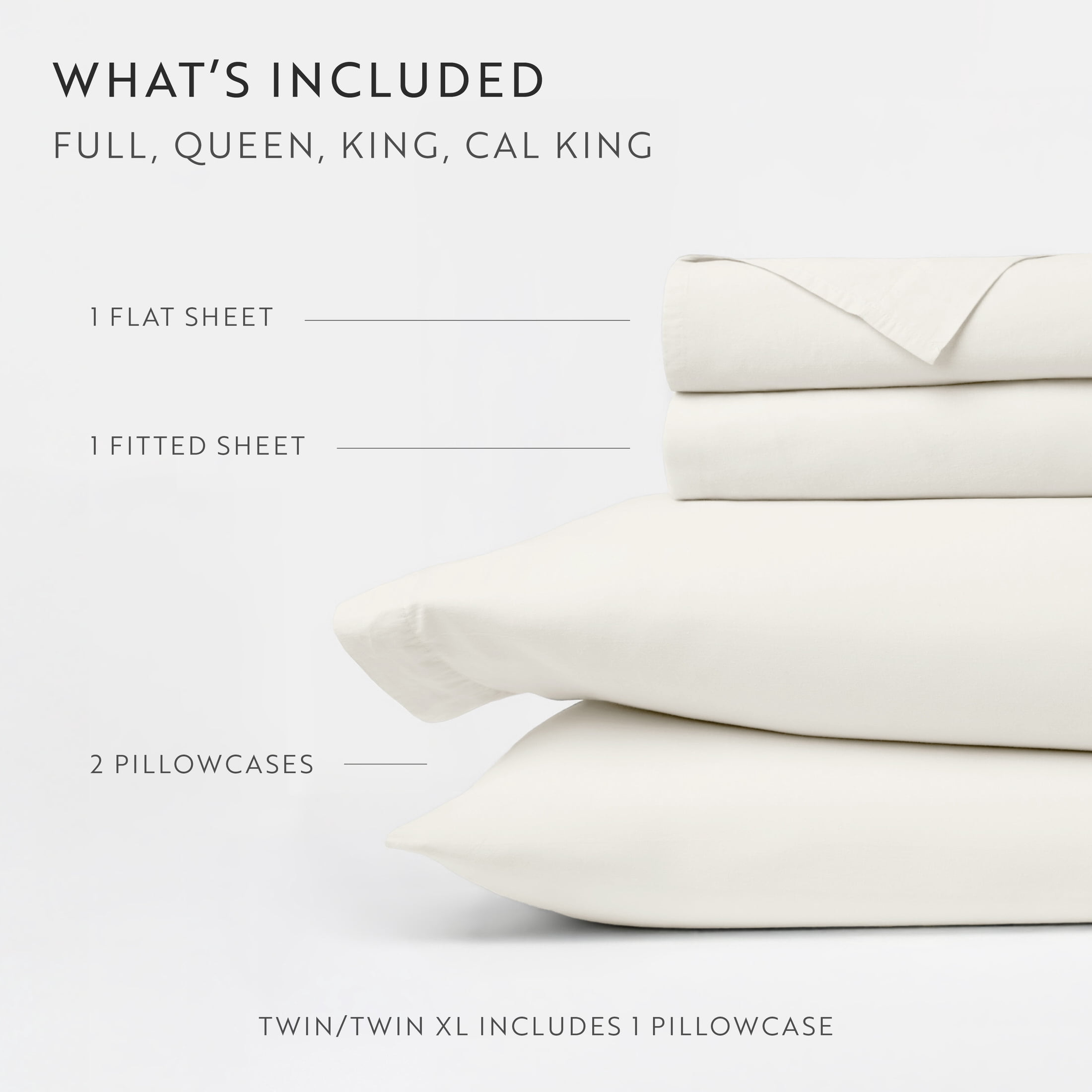 Noble Linens 4 Piece 100% Cotton Percale Sheet Set in Ivory, Twin