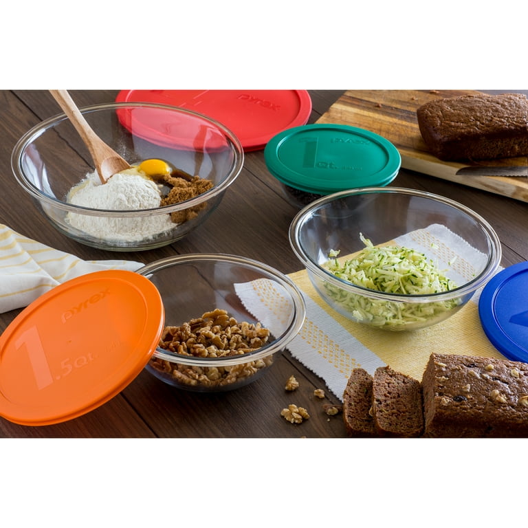 Free Shipping! Pyrex Glass Mixing Bowl Set Pieces with Lids