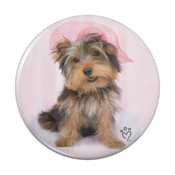 Graphics and More Yorkie Yorkshire Terrier Dog Pink Hat Pinback