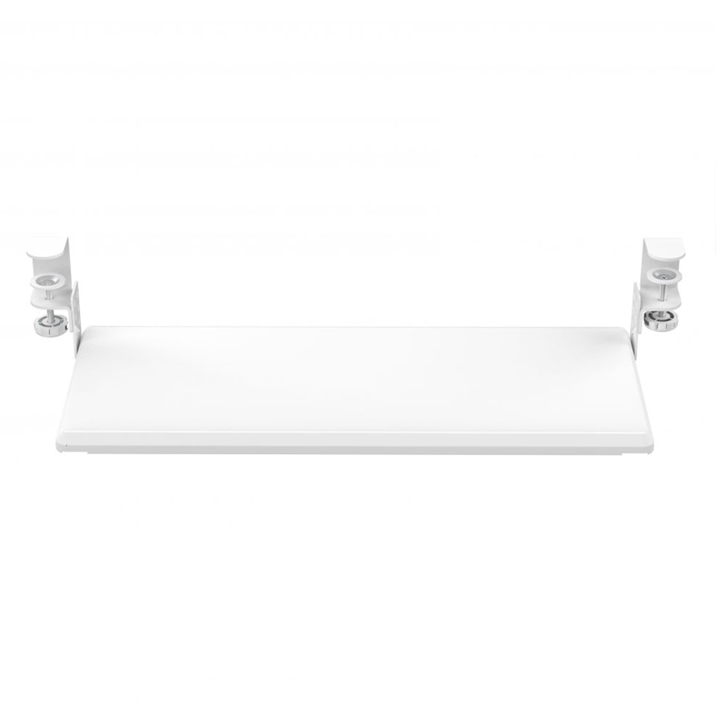 Stand Up Desk Store Large Clamp-On Retractable Adjustable Keyboard Tray | Improve Comfort while Increasing Desk Space - For Desktops Up To 1.5" Thick (33" W x 12.25" D) (White) (Large)
