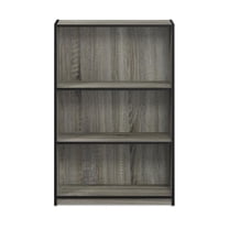 Furinno JAYA Wood Simple 3-Tier Adjustable Shelf Bookcase in French Oak Gray
