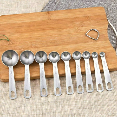 

Anqidi 9 PCS Measuring Spoon Set Kit Home Stainless Steel Tablespoon Metal Teaspoon