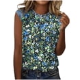 thumbnail image 5 of Uootdi Womens Tank Tops Denim Patchwork Print Crew Neck Sleeveless Curved Hem Loose Fit Breathable Tops Casual Cami Tees Daily Street Style Wear Gift, 5 of 9