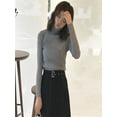 thumbnail image 2 of Womens Autumn Sweaters Slim Soft Long Sleeve High Neck Knit Pullover Sexy Slim Stretch Sweater Tops, 2 of 2