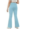 thumbnail image 4 of CHEEREAM Girl's Leggings Cross High Waisted Flare Pants Yoga Bootcut Pants Solid Color Full Length Bell Bottoms, 4 of 7