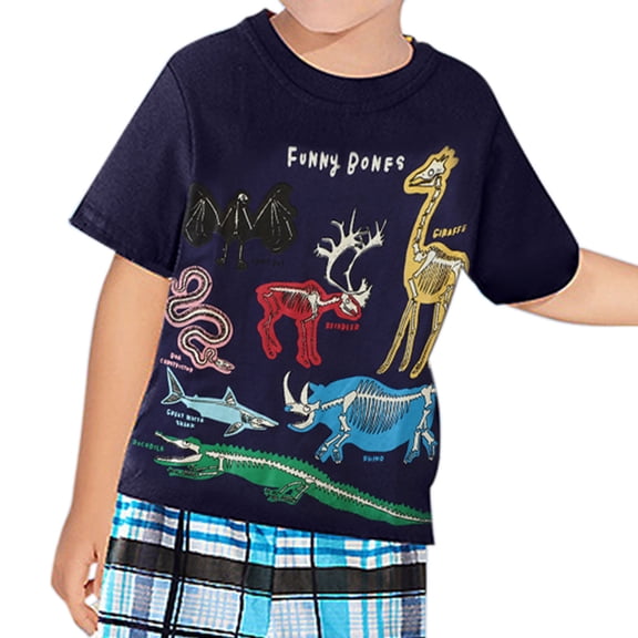 Vedolay Boy Shirts Fashion Boys' Short Sleeve Crewneck T-Shirts,Dark Blue 3 Years