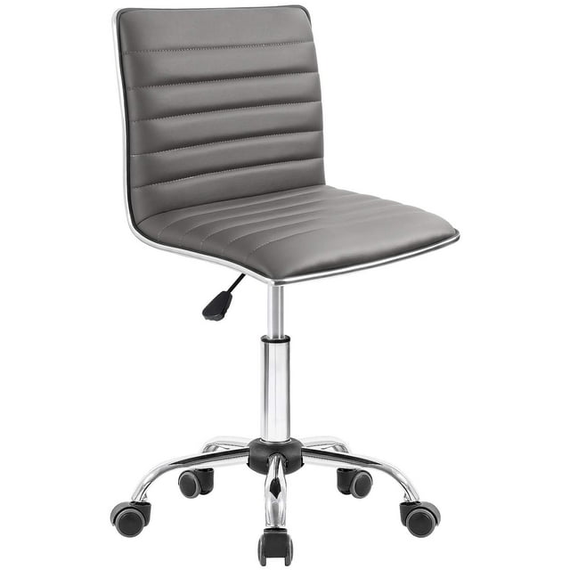 Homall Chaise de Bureau à Domicile Moderne Sans Accoudoirs, Chaise en Cuir PU à Dossier Bas avec Roues, Gris