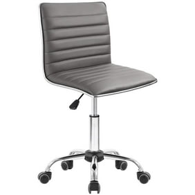 Walnew Task Chair Desk Chair Mid Back Armless Vanity Chair Swivel Office Rolling Leather Computer Chairs Ribbed Adjustable Conference Chair (Grey)