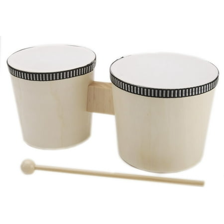 Instrument Wood Bongos With Sticks Natural
