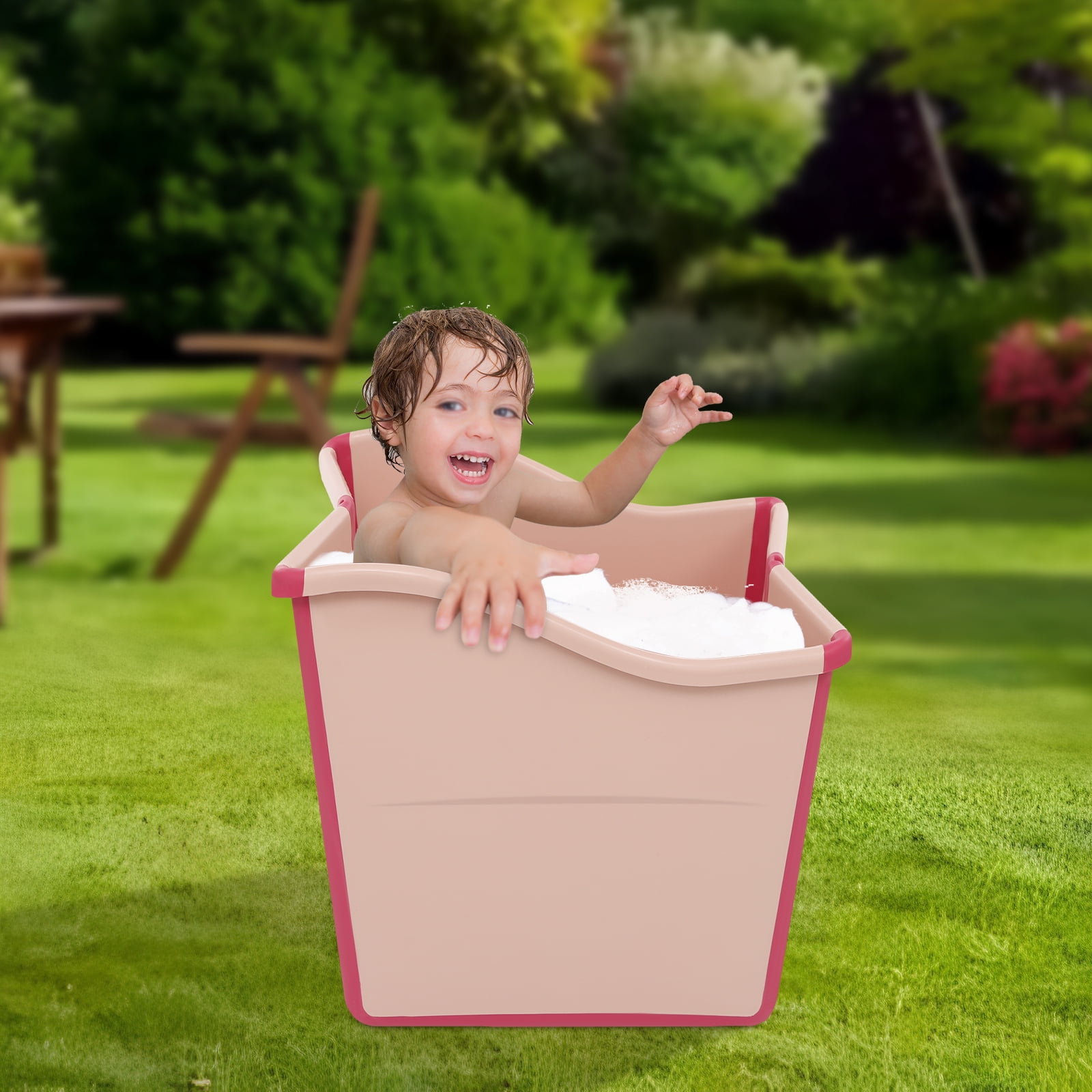Folding Bathtub for Kids, Eco-friendly PP and TPE Materials, Non-slip, Portable,Convenient and Space-saving Bath Solution