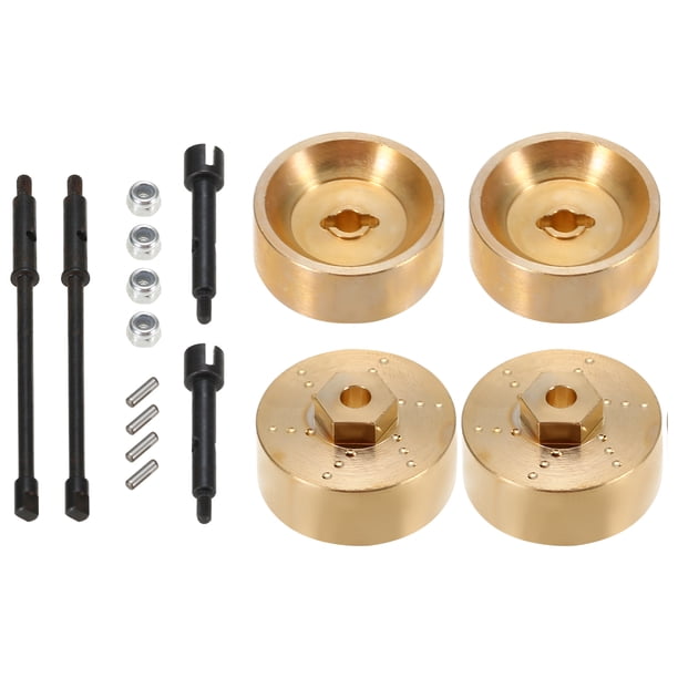 Accesorio de coche RC 4PCS 6MM Juego de buje de rueda ancho Juego de buje de rueda de latón Contrapesos Eje de rueda delantera trasera Junta del eje de transmisión para 1/24 Axial SCX24 AXI90081 AXI00 Meterk Accesorio de coche RC