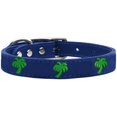 thumbnail image 2 of Green Palm Tree Widget Genuine Leather Dog Collar Blue 12, 2 of 2