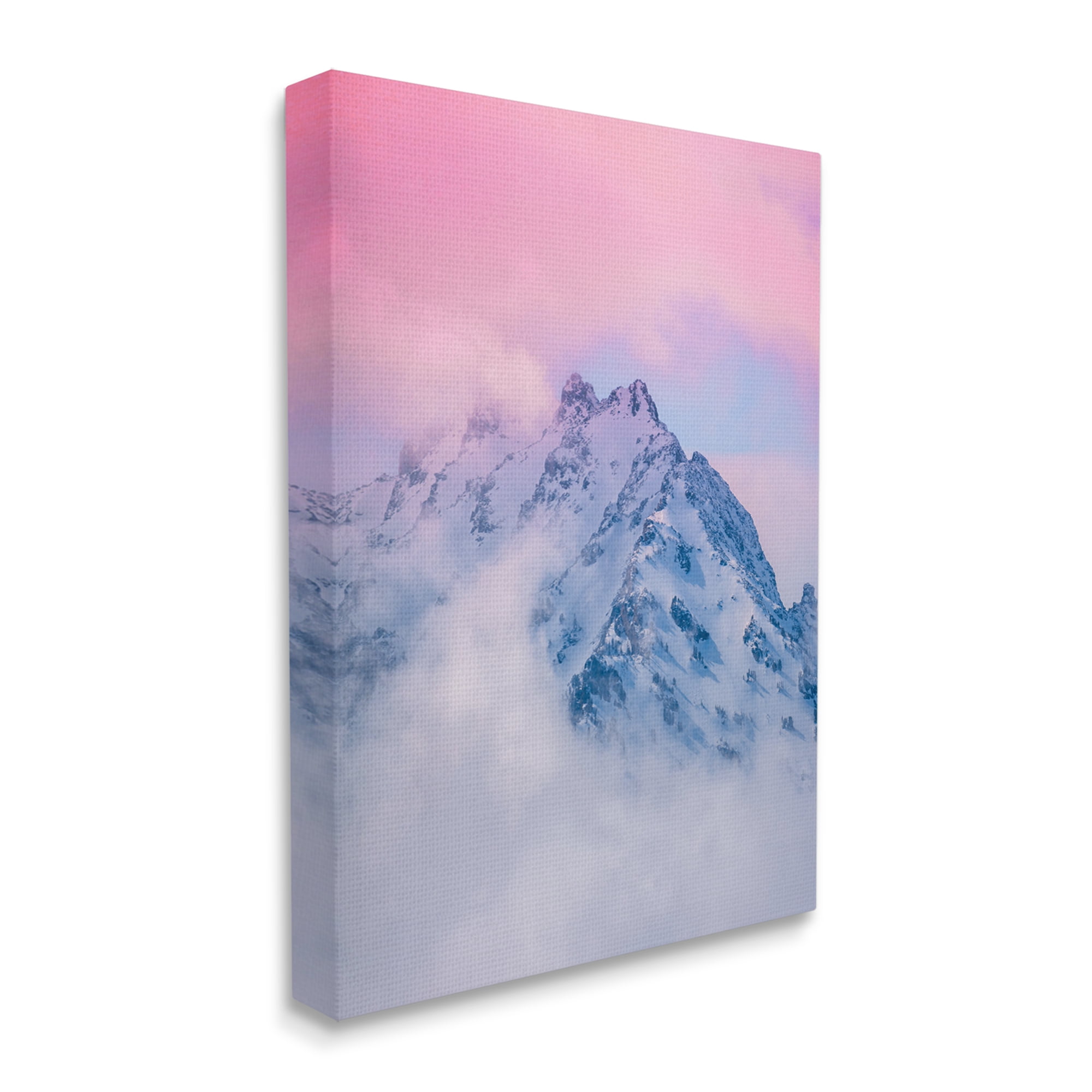 Stupell Industries Foggy Mountain Pink Sky Landscape Photography Gallery Wrapped Canvas Art Print Wall Art, 36 x 48
