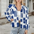thumbnail image 3 of Jackets for Women Winter Coat Jackets Flannel Stand Collar Jacket(Abstract Blue Brush Stroke Pattern,Size:S-4XL), 3 of 7