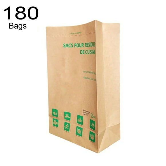 axGear Compostable Bags for Kitchen Food Waste Biodegradable Kraft Paper 180 Bags
