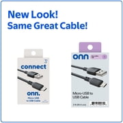 onn 3ft Micro-USB to USB Charging Cable, Black