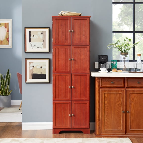 Jopath 72.4" Tall Storage Cabinet, Tall Bookshelf with 8 Doors and 4 Shelves Freestanding Storage Cabinet for Living Room Kitchen Dining Room Office Cherry