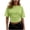 Green, variant on Cropped T Shirts for Women Slim Fitted Ruched Crop Tops Summer Going Out Short Sleeve Shirt Beach Vacation Basic Tees Size S