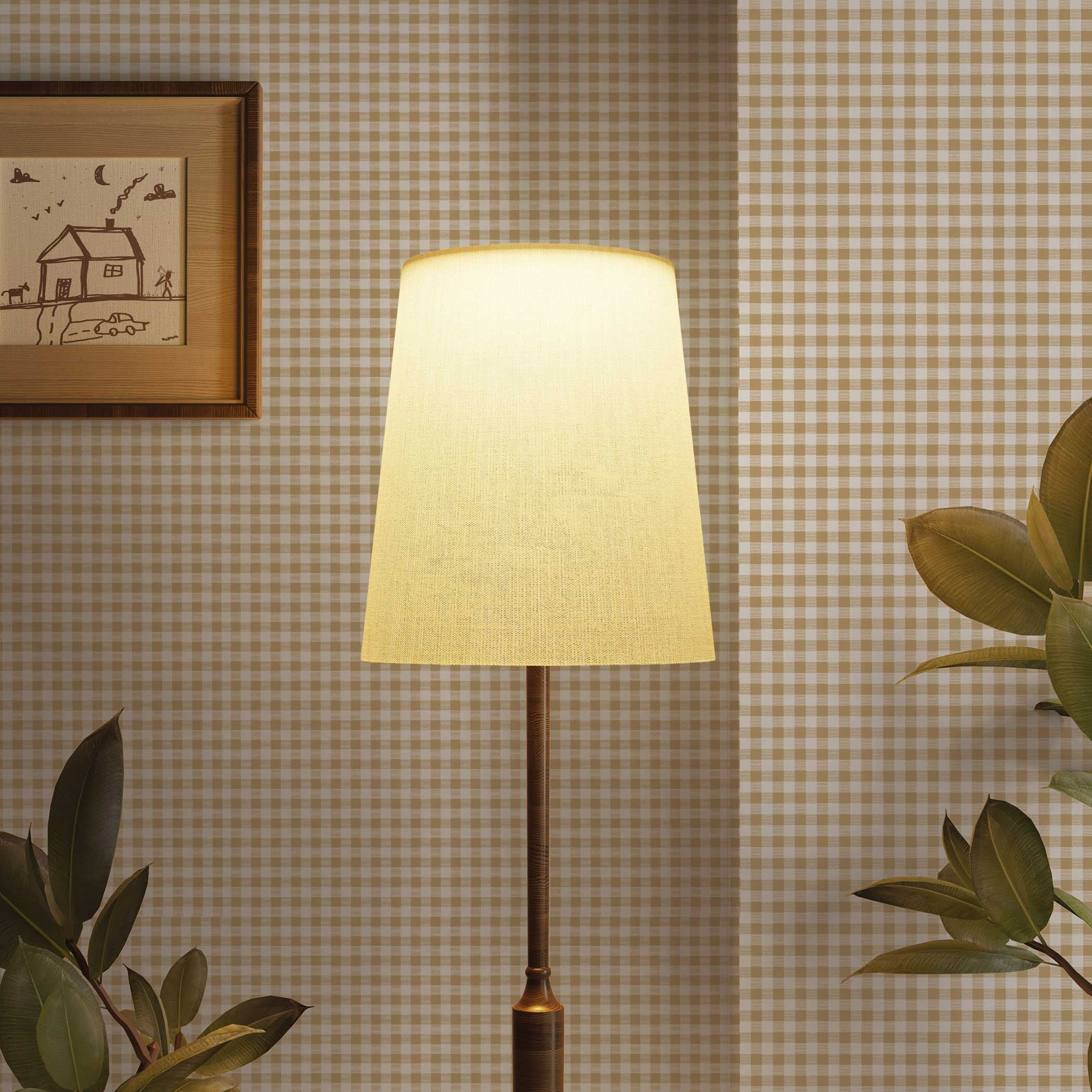 Tempaper Gingham Check Golden Saffron Removable Peel and Stick Wallpaper, 20.5" x 16.5'
