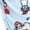 Light Blue Holiday Cat, variant on Casual Nights Women's Jersey Knit Long-Sleeve Top and Mircro Fleece Bottom Pajama Set