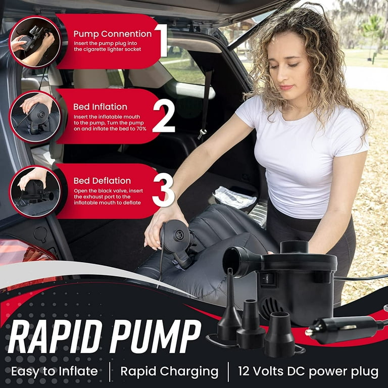 VaygWay Inflatable Car Air Mattress Air Bed w Pump Kit Back Seat Camping Vacation Blow up Bed Cushion Sleeping Pad w 2 Pillows 2 Pk Inflatable Car Mattress with Neck