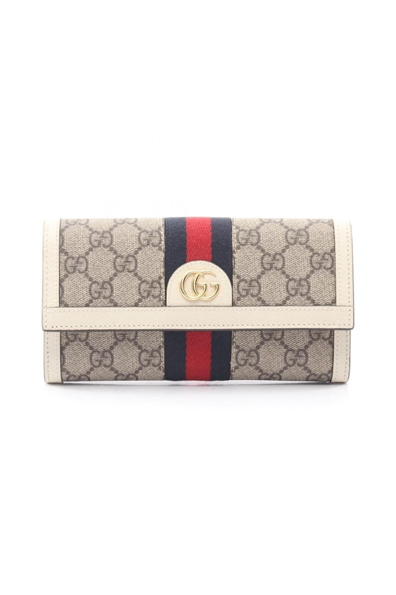 Pre-Owned Gucci Ophidia GG Supreme Continental Wallet, Bi-fold Long Leather, Women's,...