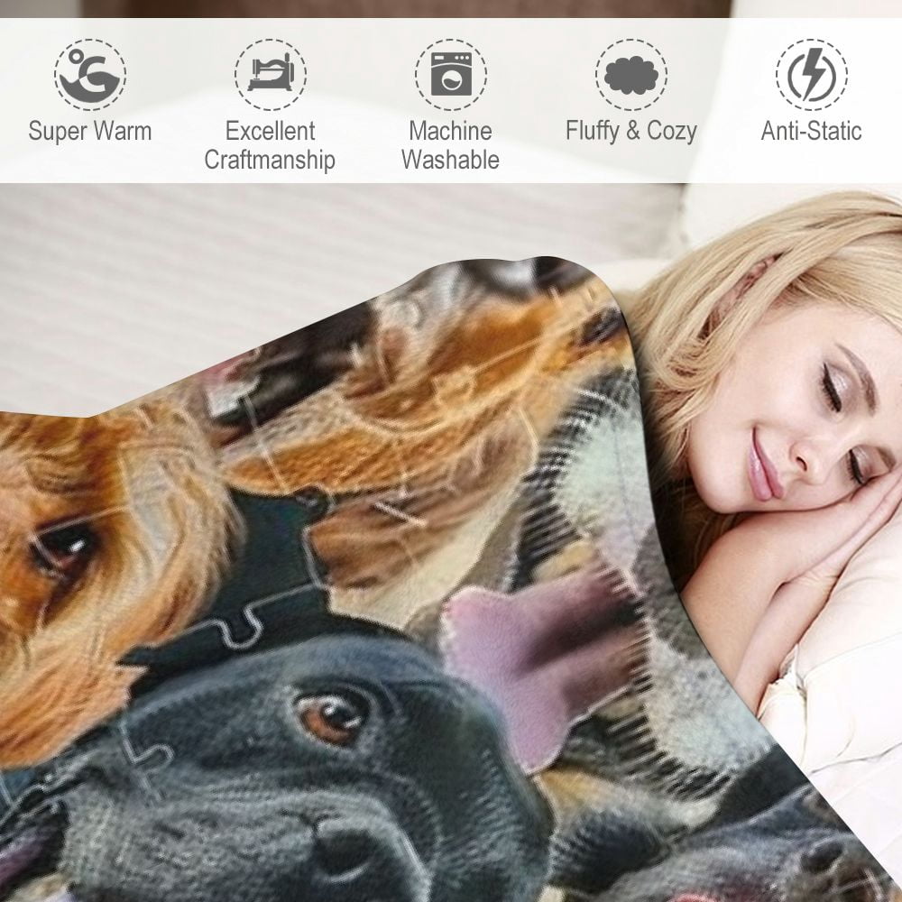 Qinduosi  Dog Blanket for Kids Adults, Cute Pomeranian Puppy Animal Pattern Fleece Blanket,Dandie Dinmant Terrier Blanket Sherpa Throw Print Flannel Fleece(King,  Inches)