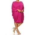 thumbnail image 2 of MOA COLLECTION Women's Plus Size Solid Loose Fit 3/4 Dolman Sleeve Casual Midi Dress, 2 of 5