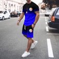 thumbnail image 2 of toraway Ensemble Court pour Hommes 2 Pcs Chemise Mode Décontractée Été Manches Courtes Col Rond Sport Dégradé T-Shirt Manches Courtes TG, 2 of 4