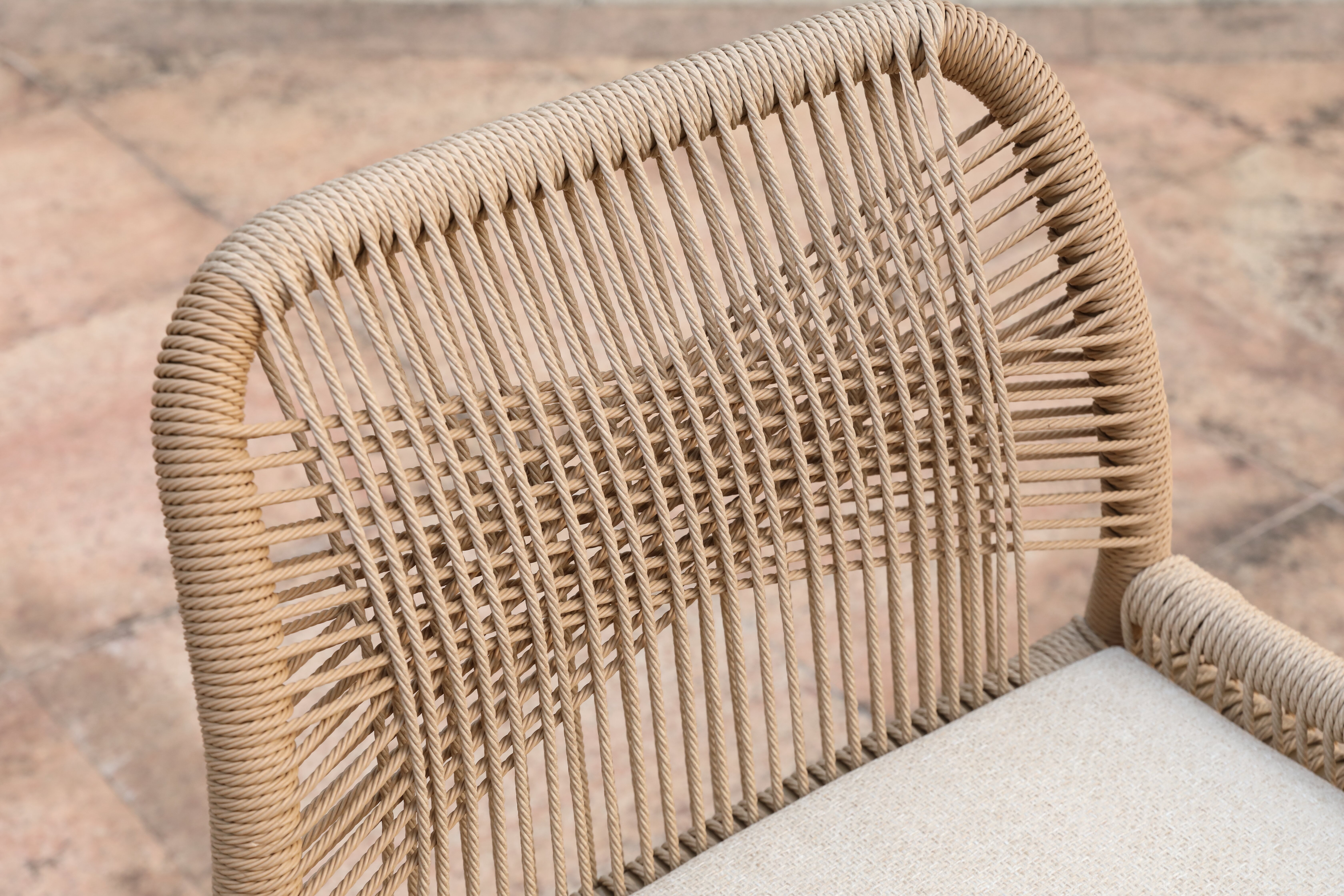 Bar Stools Set of 2 Counter Height Handwoven Rope Wicker Stools for Patio Kitchen Bar Balcony, Beige Yellow