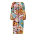 thumbnail image 3 of Yuyamidu Hippie Flower Long Sleeve Bathrobe for Women Lightweight Zippered Robes Floral Long Sleeve Bath Robe Loose Housecoat Nightgown Size XL Mid-Length Sleepdress, 3 of 7