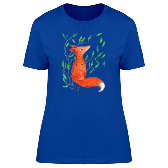 Watercolor Wild Forest Fox T-Shirt Women -Image by Shutterstock, Female Medium