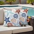 thumbnail image 4 of 2 Pack Outdoor Waterproof Throw Pillow Covers,Marine Starfish Shell Coral on White Decorative Square Patio Pillowcases for Chair Couch Sofa 16x16in, 4 of 9