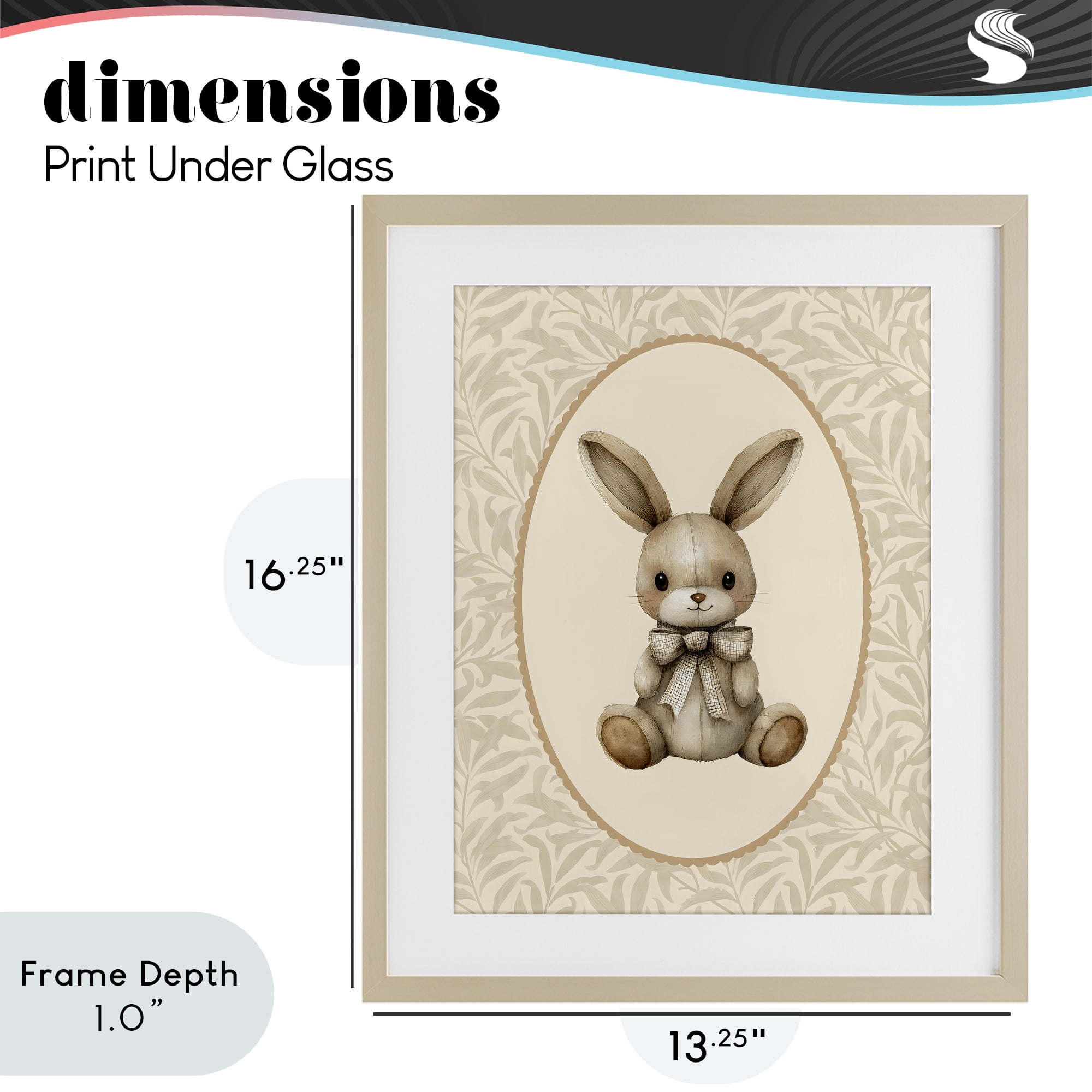 Stupell Industries Neutral Bunny in Oval Border Birch Framed Print Under Glass, design by LSR Design Studio