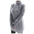 thumbnail image 1 of Fgnfyis Chandail à Col Roulé Manches Hautes chandail d'Hiver Taille Longue Robe Ample Chandail Femme Robes Chandail Gris G, 1 of 8