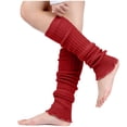 thumbnail image 2 of Elainilye Fashion Women's Leg Warmers Woolen Warm Knitted Socks Yoga Leggings Over-the-knee Socks Stockings Winter Heap Socks Foot Warmers,Red, 2 of 9