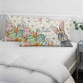 thumbnail image 3 of Happy Easter Pillow Covers, Linen Long Throw Pillow Case, Spring Bunny Easter Eggs Floral Beige Burlap Holiday Pillow Protector Decorative Cushion Cover for Living Room/Bedroom 16" x 24", 3 of 8