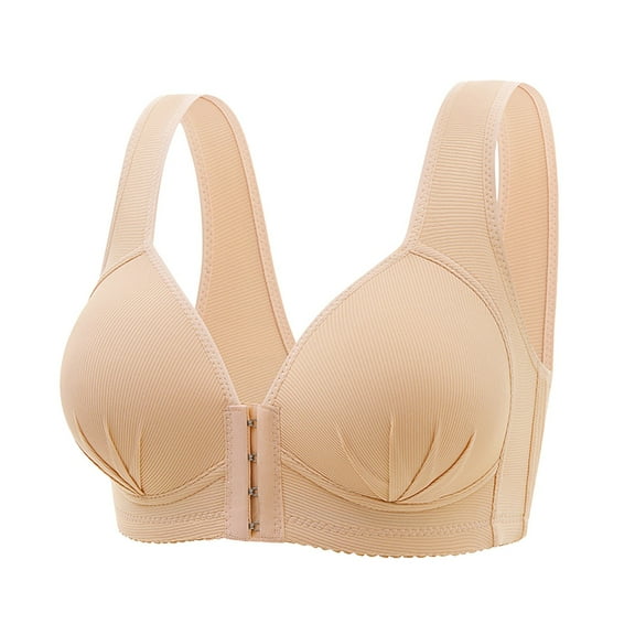 Women's Front Buckle Lace Edge Seamless Wireless Yoga Bra - Nylon/Spandex