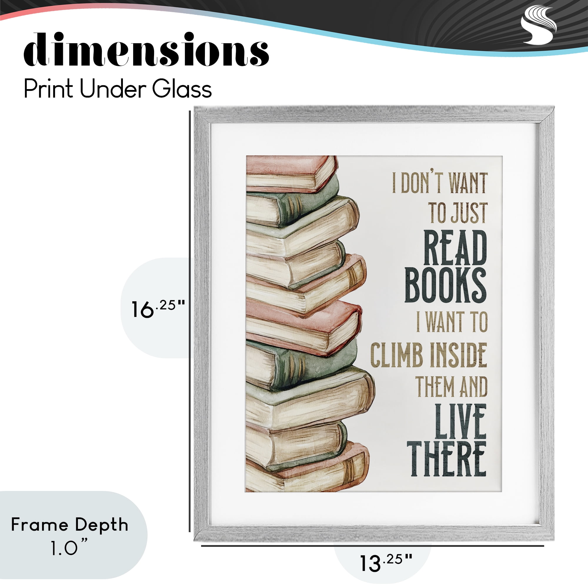 Stupell Industries Climb Inside Books & Live There Gray Framed Print Under Glass, design by Kim Allen