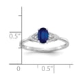 thumbnail image 3 of 14K White Gold Ring Band with Stones (09) September Sapphire Oval Blue Diamond Round, Size 9, 3 of 5