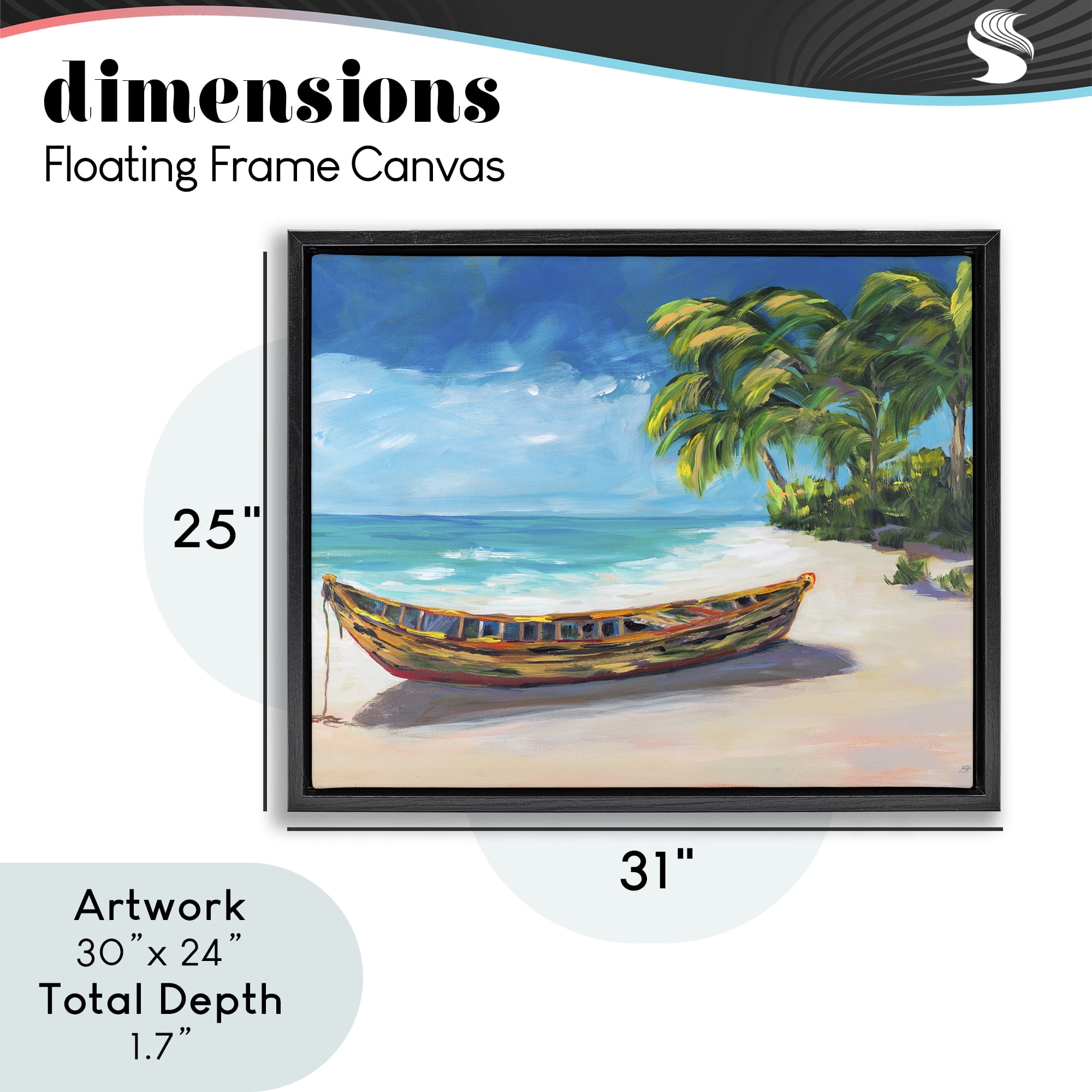 Stupell Industries Boat on Lost Island Black Framed Floater Canvas Wall Art, design by Julie DeRice