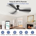 thumbnail image 4 of DingLiLighting 52-Inch Ceiling Fan with Lights: Black Flush Mount Ceiling Fan with Remote APP Control - Low Profile 3-Blade Fans for Indoor Outdoor 24W 3CCT Dimmable Timer DC Motor, 4 of 9