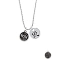 thumbnail image 2 of Delight Jewelry Silvertone Nurse Caduceus Seal - BSN Silvertone Script Initial Disc - R - Charm Necklace, 20"+3", 2 of 4
