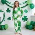 thumbnail image 1 of Conjuntos de blusa y camisa de manga larga con cuello redondo. Conjunto de camisa y pantalón de manga larga con estampado del Día de San Patricio para niños y niñas. Top y pantalón para niña., 1 of 9
