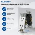 thumbnail image 3 of ELEGRP Decorative Receptacle, 15A 125V Standard Electrical Wall Outlet, 2 Pole 3 Wire, Non- tamper Resistant, NEMA 5-15R, Self-Grounding Residential Grade Outlet, UL List,Glossy White, 10 Pack, 3 of 7